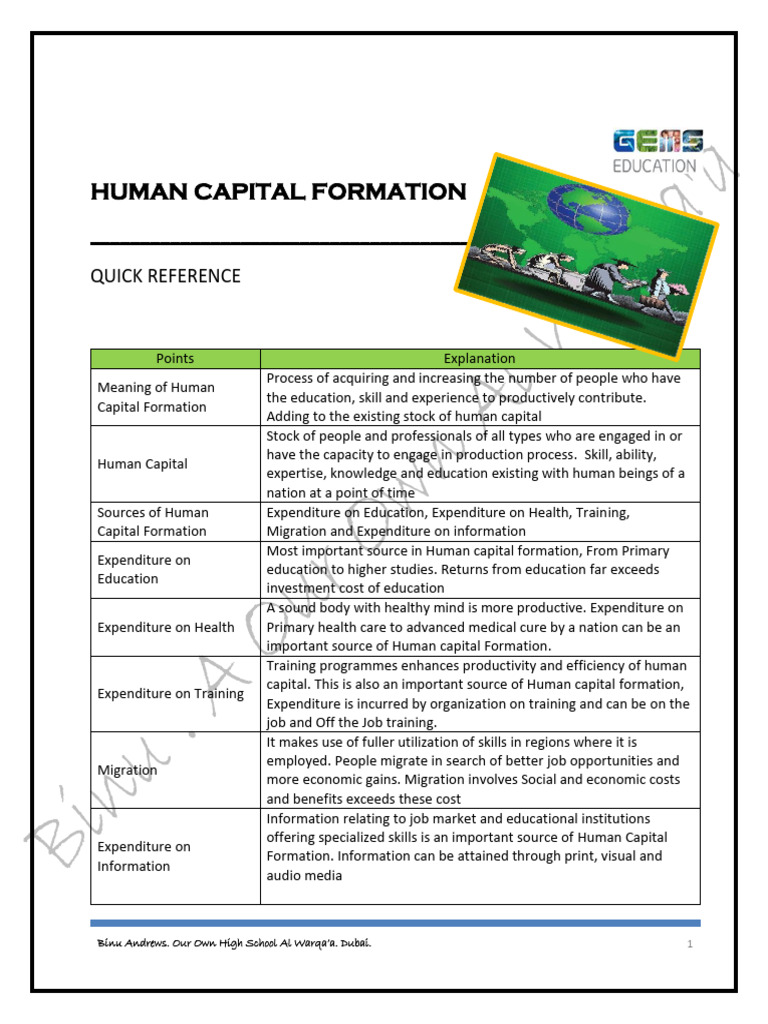 Human Capital Formation PDF | PDF | Cost Of Living | Human Capital