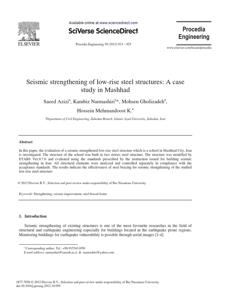 Seismic Strengthening of Low Rise Steel | PDF | Beam (Structure) | Bending