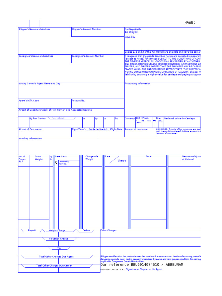Air Waybill Document Overview | PDF