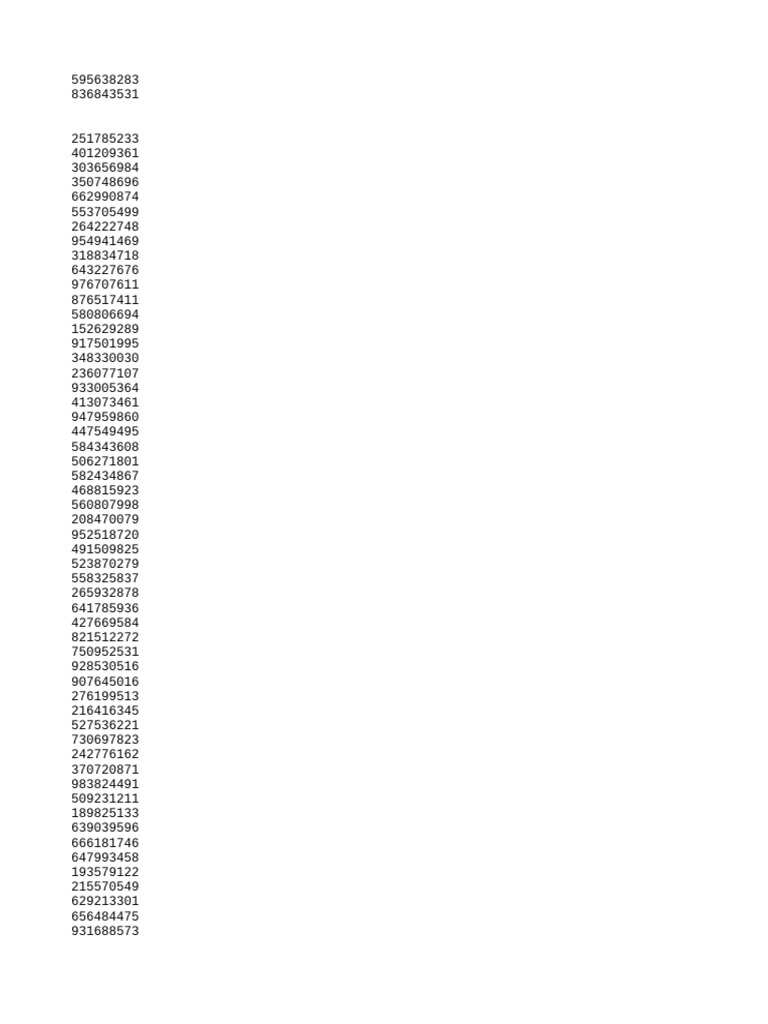 Unique Numeric Data Set | PDF