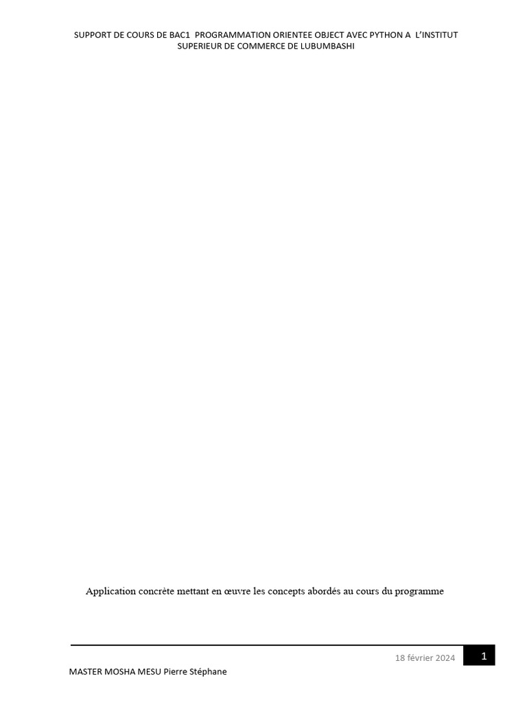 Cours de Python : Programmation Orientée Objet | PDF | Python (Langage ...
