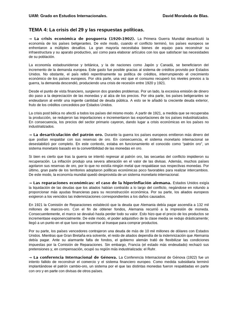 Crisis del 29: Causas y Consecuencias | PDF | Gran depresion | Estándar ...