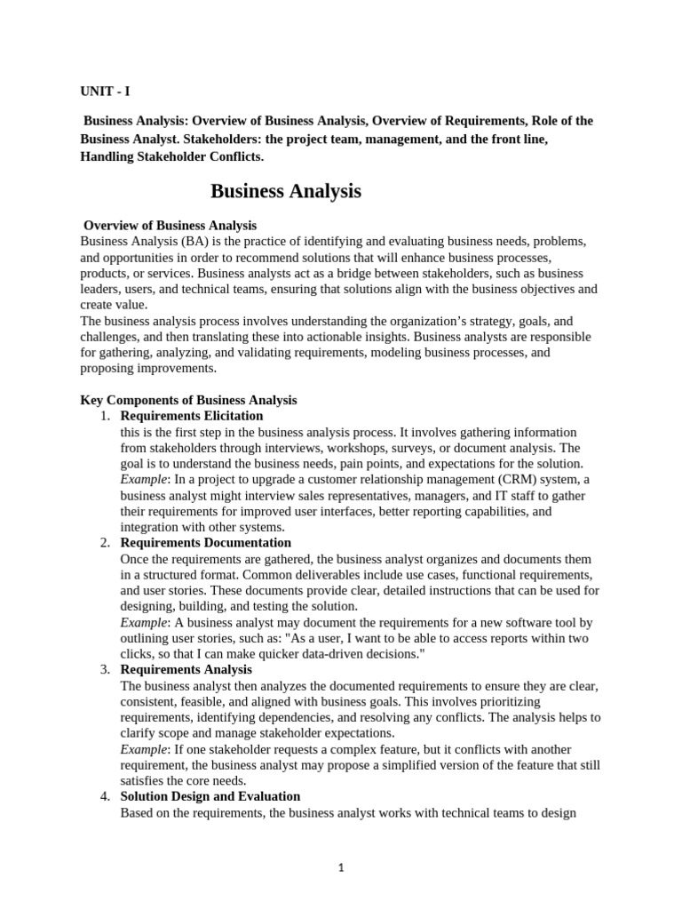 Ba Notes | PDF | Business Analysis | Project Management