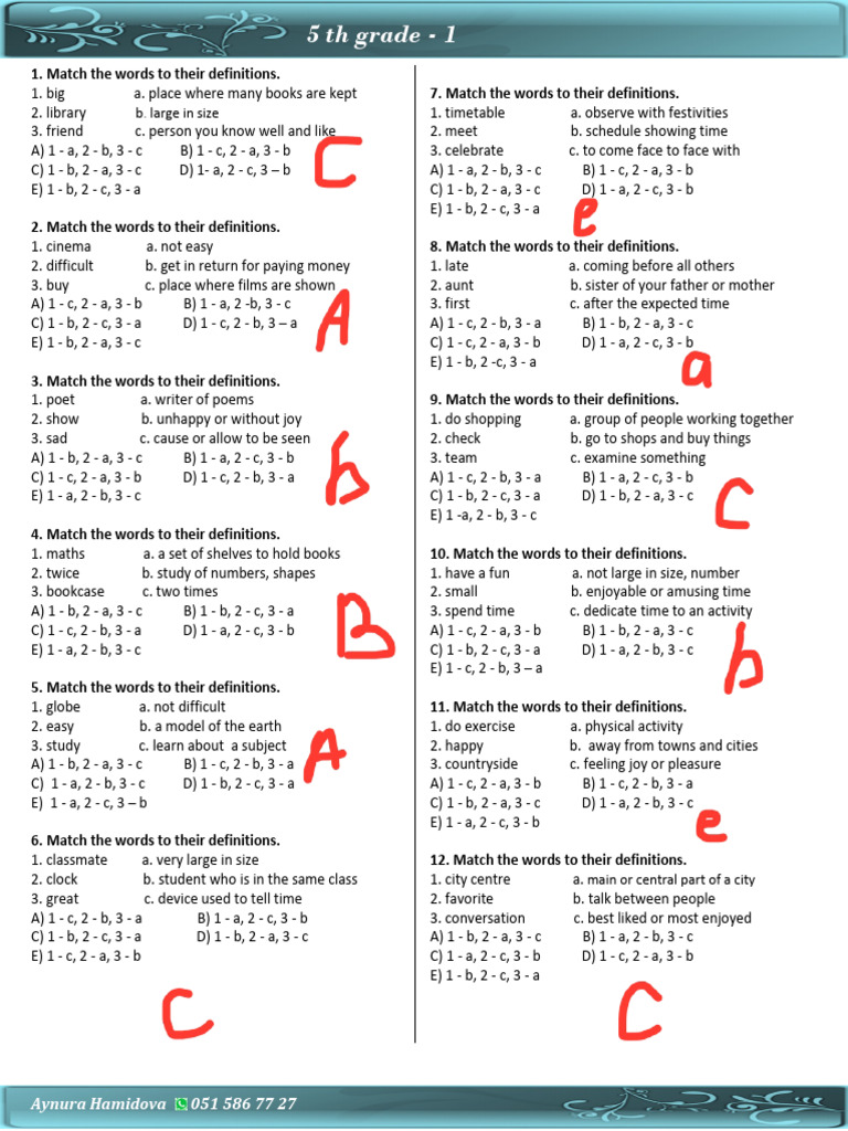 5 6 7 8 9 10 11 Word Definitions Tüm Sınıflar Birleştirilmiş | PDF | Taste