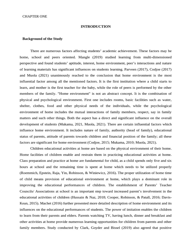 Impact of Home Environment On Students Academic Perofmrnace in Yala ...