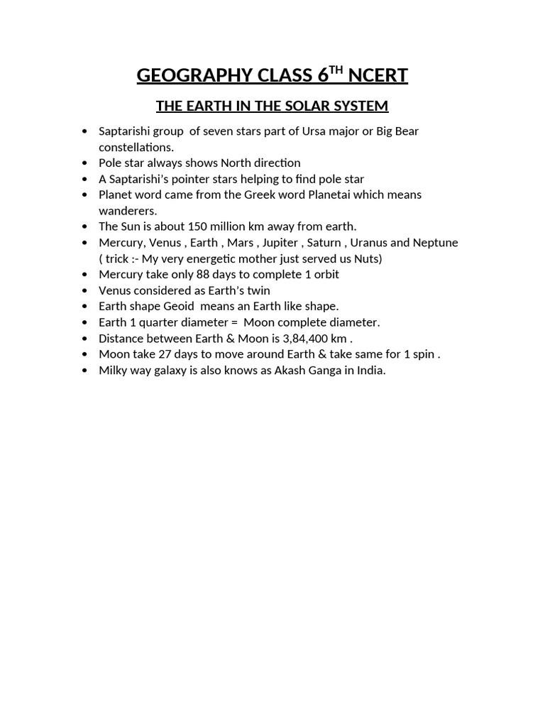 Earth and Its Geography for Class 6 | PDF | Atmosphere Of Earth | Equator