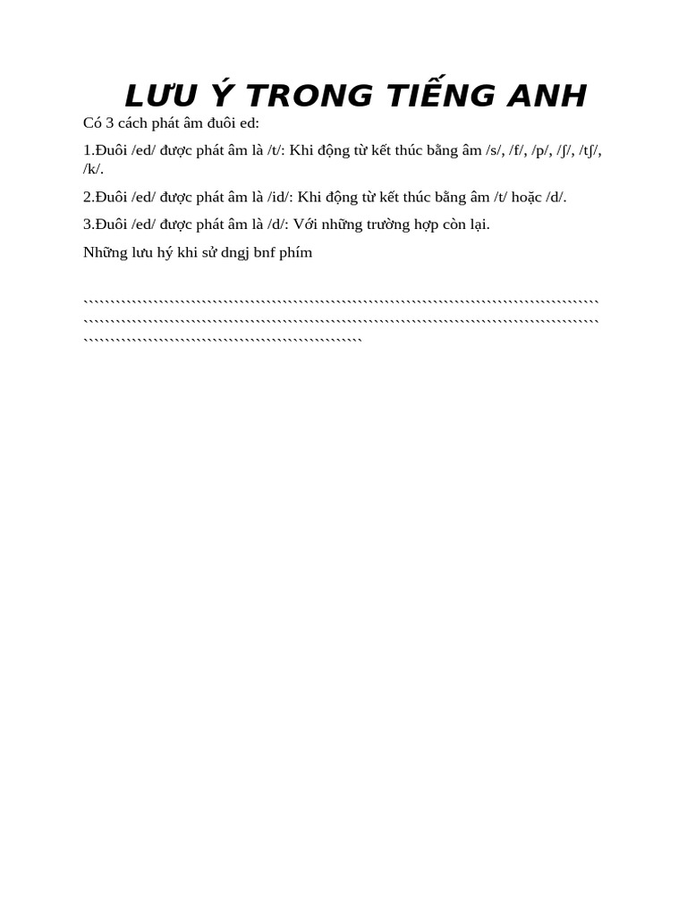 Lưu ý Trong Tiếng Anh | PDF