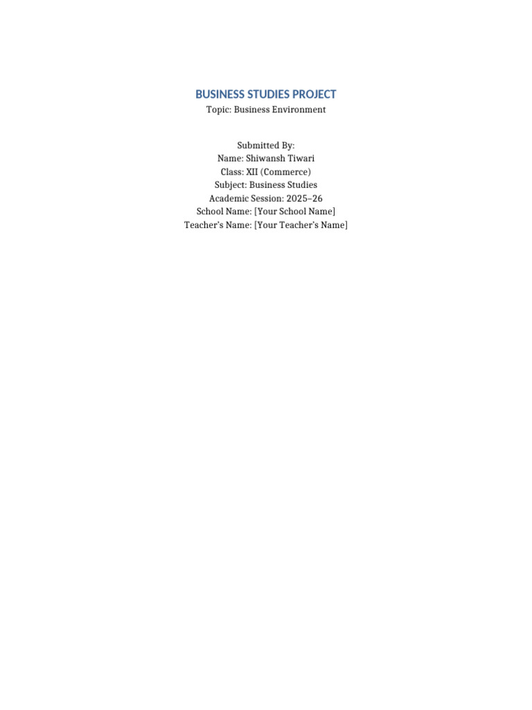 Business Environment Project Overview | PDF | Economies | Business