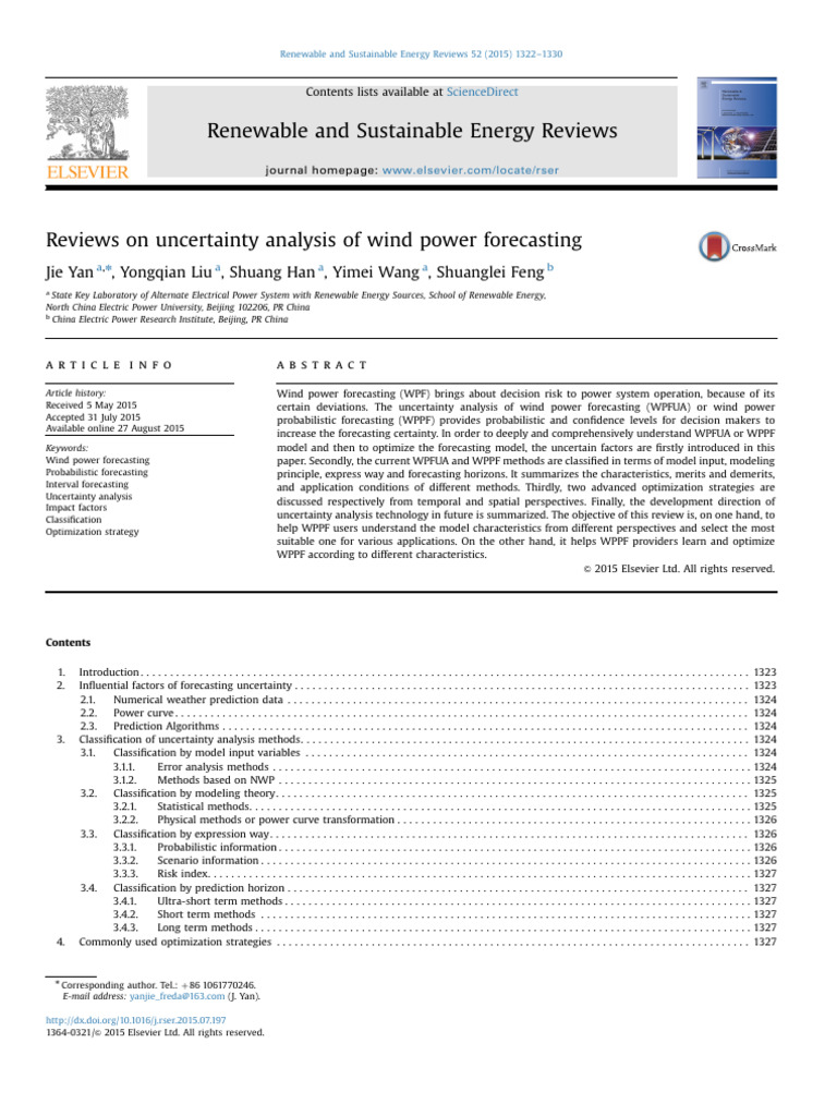 Wind Power Forecasting Uncertainty Review | PDF | Numerical Weather ...