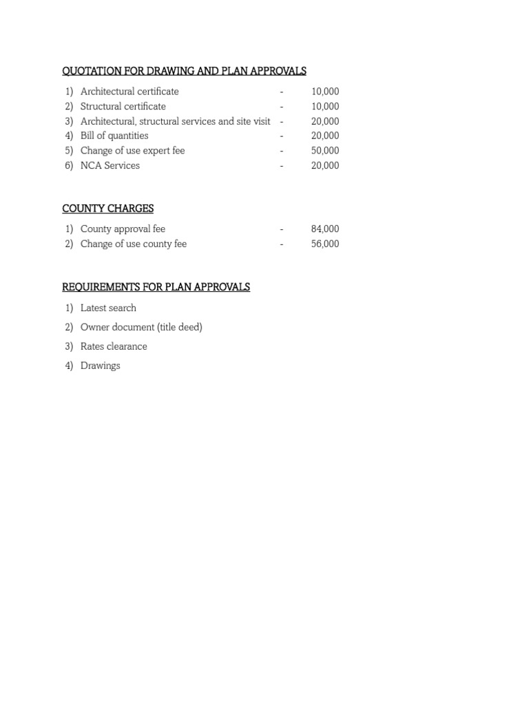 Plan Approval Quotation Breakdown | PDF