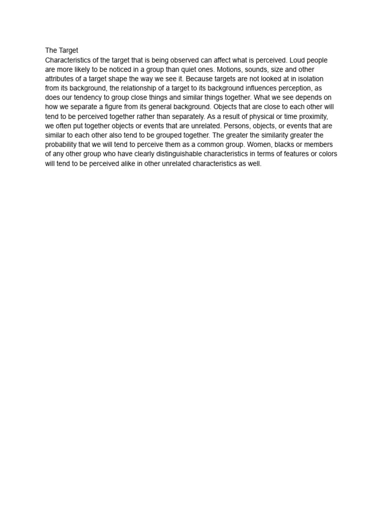 Understanding Target Perception Factors | PDF