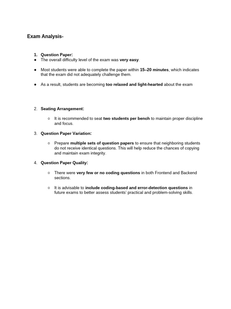 Exam Analysis: Difficulty & Integrity Issues | PDF