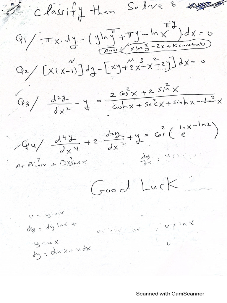 Second Order Differential Equations | PDF