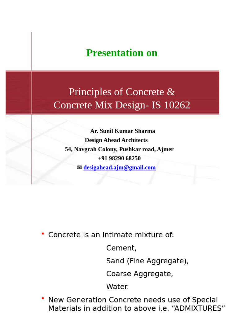 Concrete Mix Design Principles Explained | PDF | Concrete ...