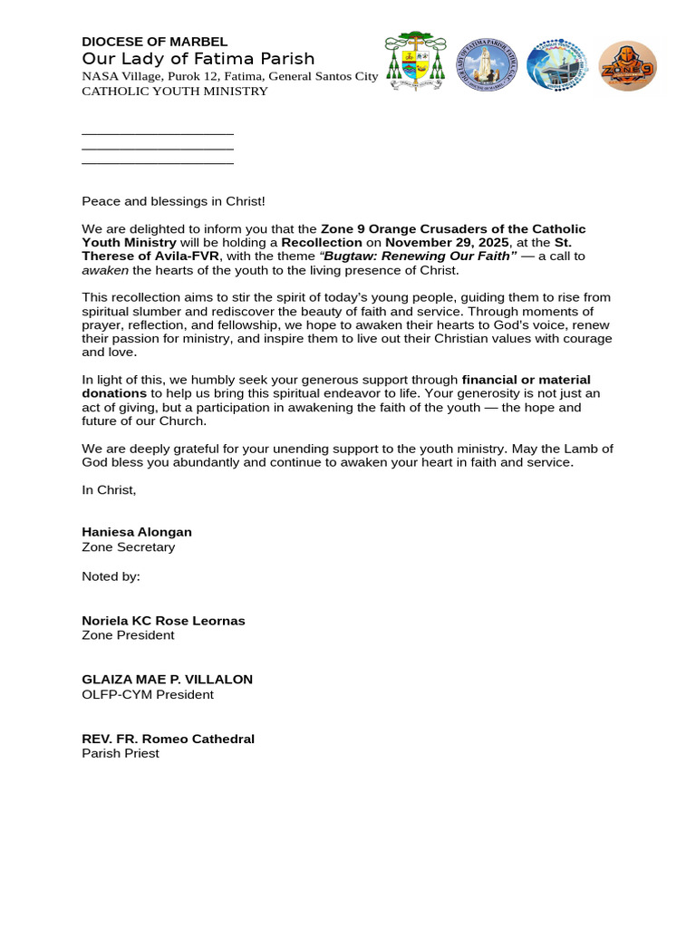 Solicitation Letter For Cym 2 1 | PDF