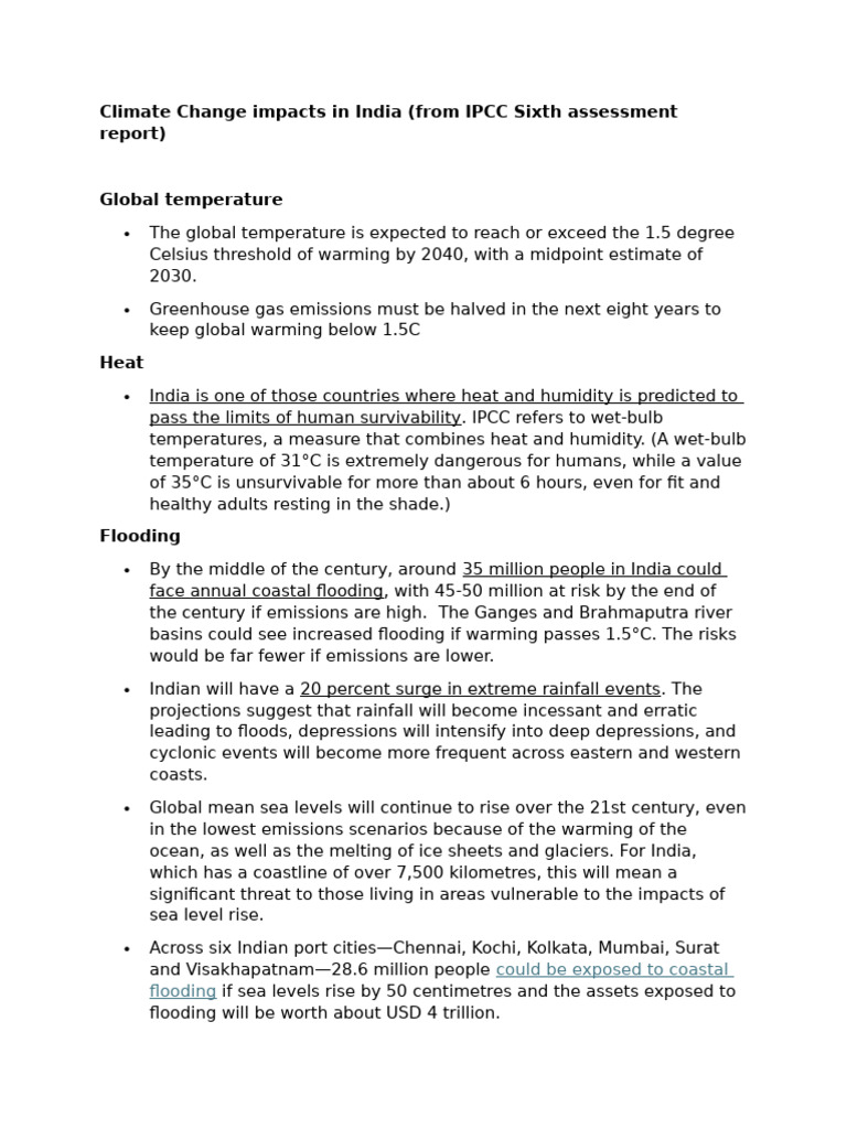 Climate Change Impacts in India | PDF | Climate Change | Himalayas