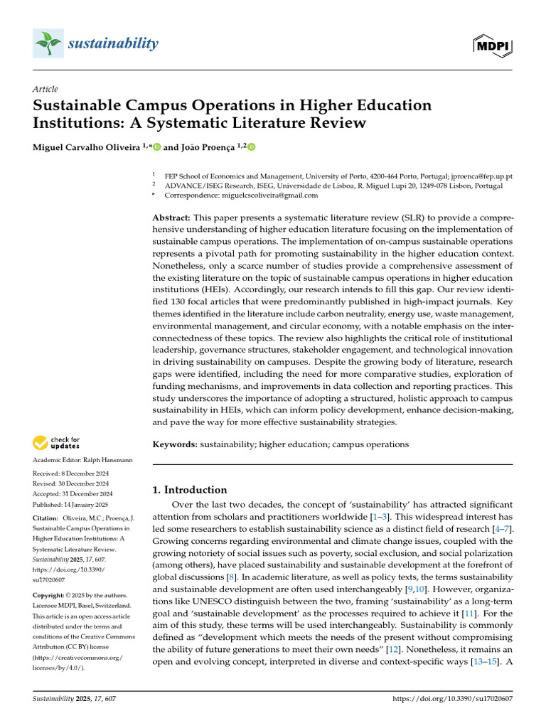 Sustainable Campus Operations Review | PDF | Sustainability ...