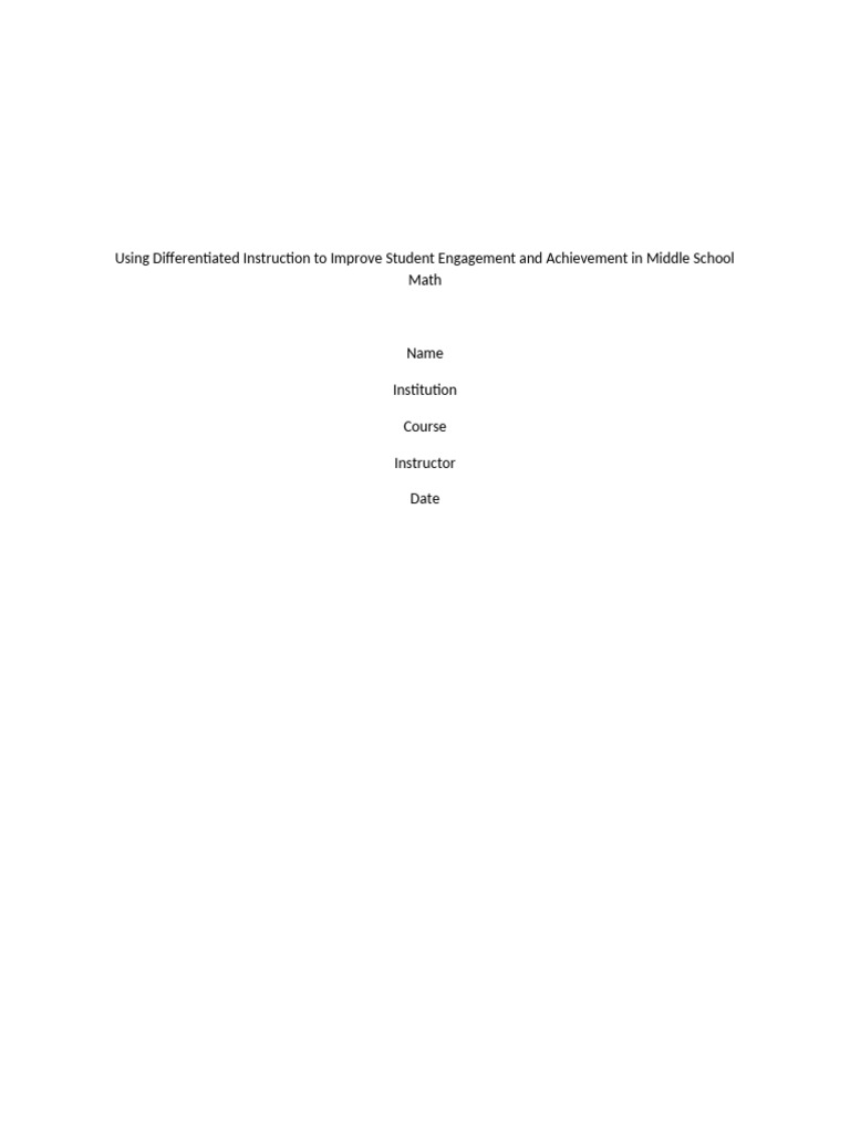 Using Differentiated Instruction To Improve Student Engagement and ...