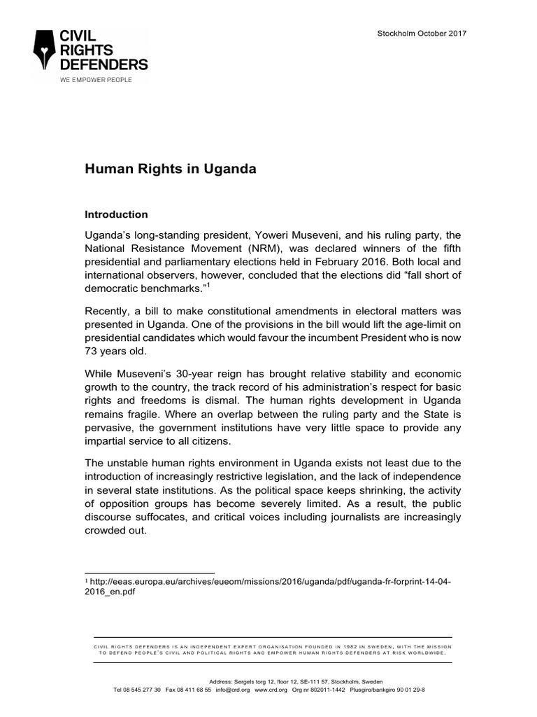 Human Rights Situation in Uganda | PDF | Uganda | Lord's Resistance Army
