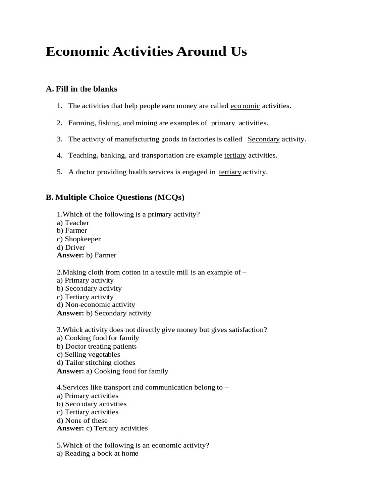 Understanding Economic Activities Types | PDF | Tertiary Sector Of The ...