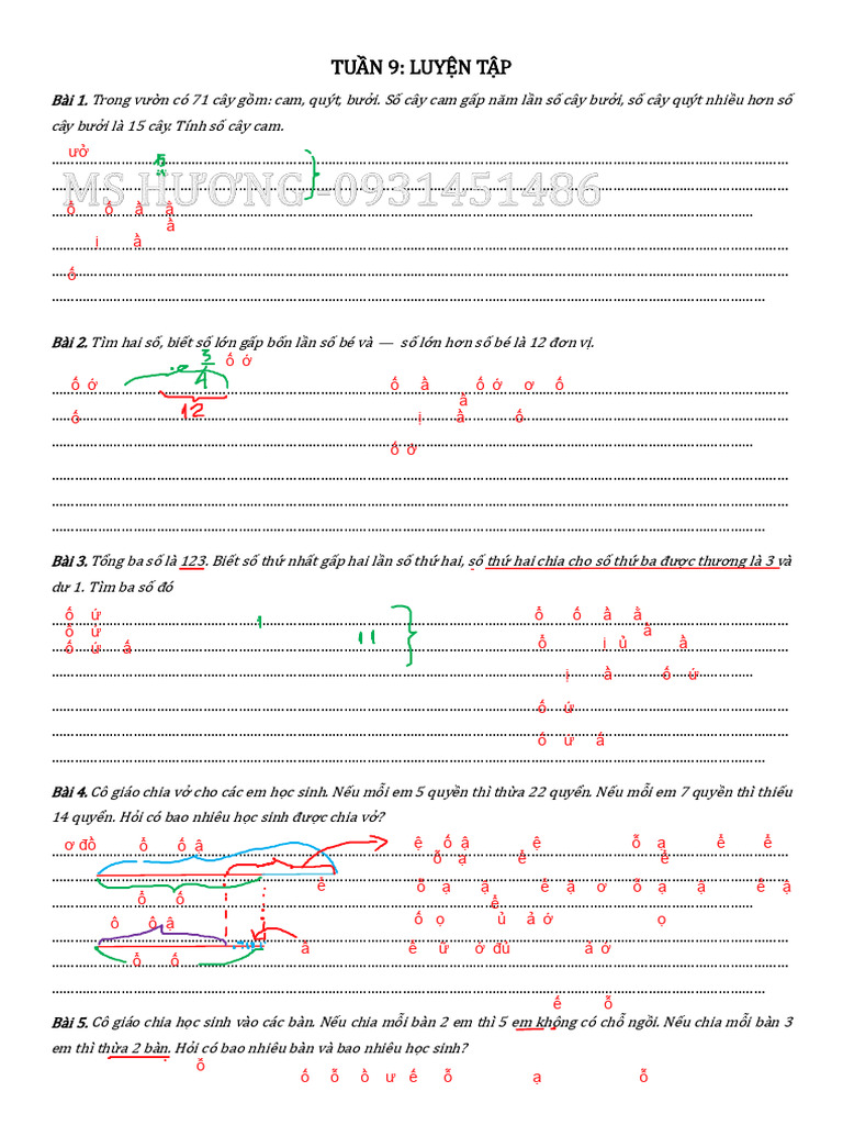 Grade 5 - Math - Week 9 - Bai Sua | PDF