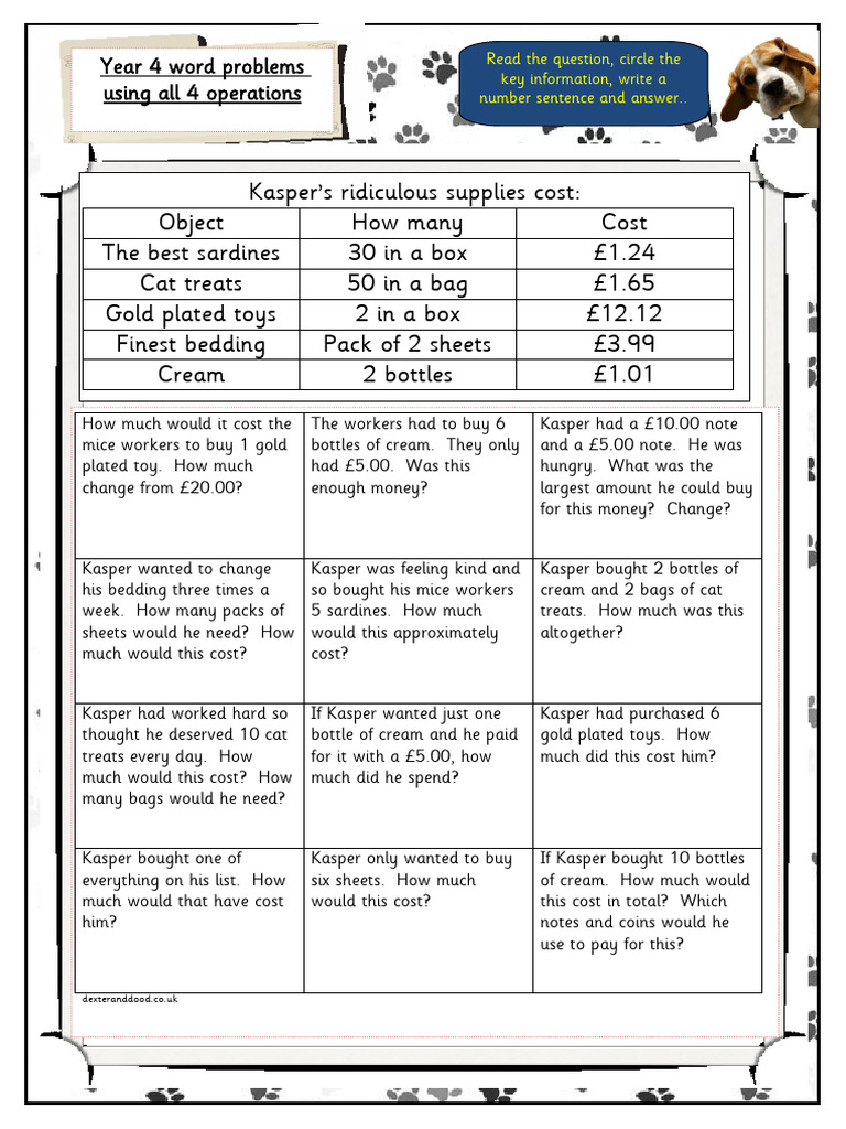 Year 4 Math Word Problems Guide | PDF