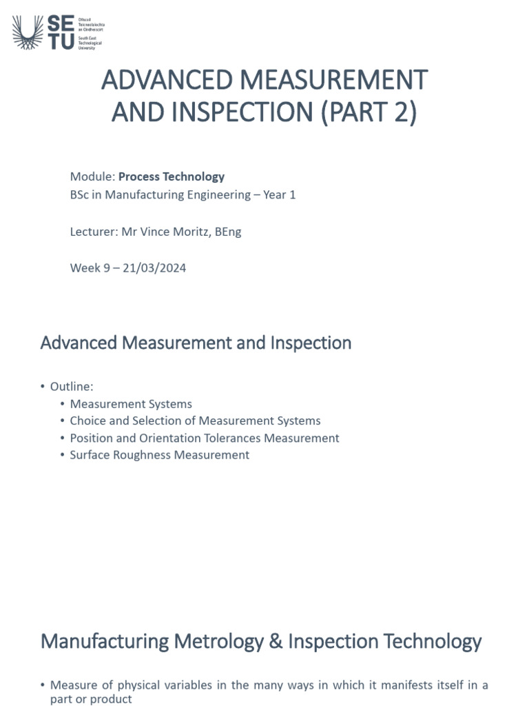 Advanced Measurement Techniques in Manufacturing | PDF | Surface ...