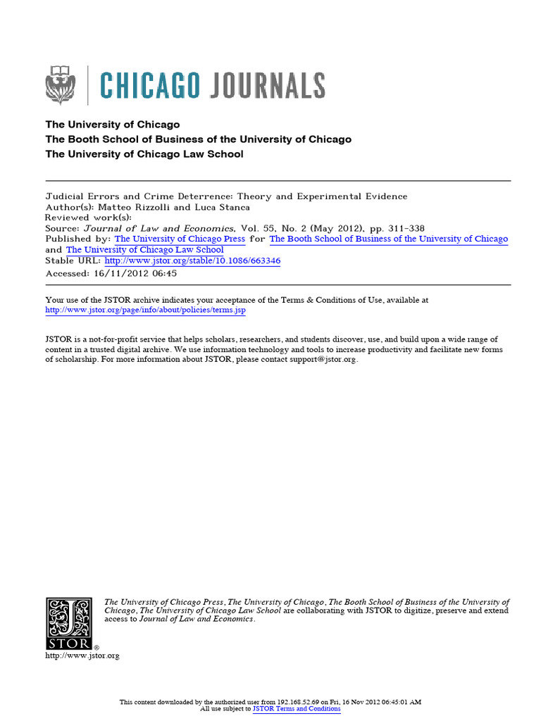 Judicial Errors and Crime Deterrence Analysis | PDF | Type I And Type ...