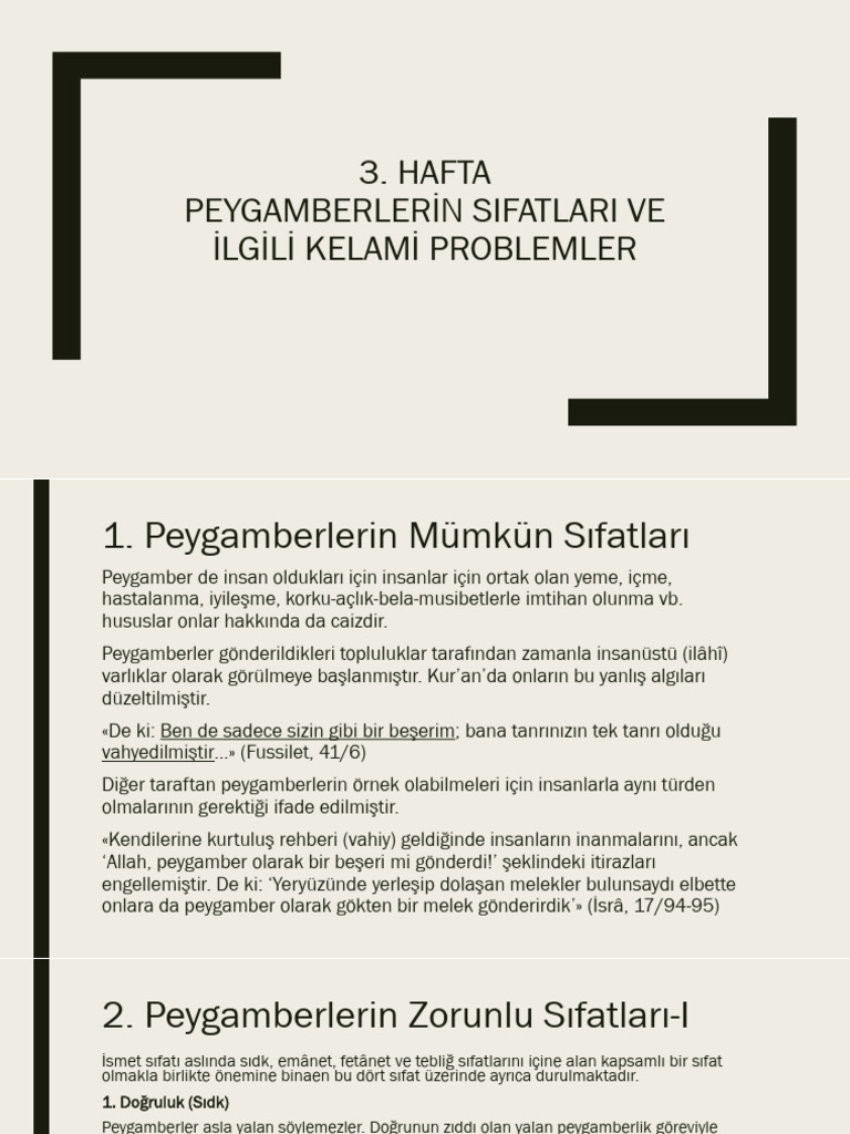 Peygamberlerin Sıfatları Ve Kelamî Problemler | PDF