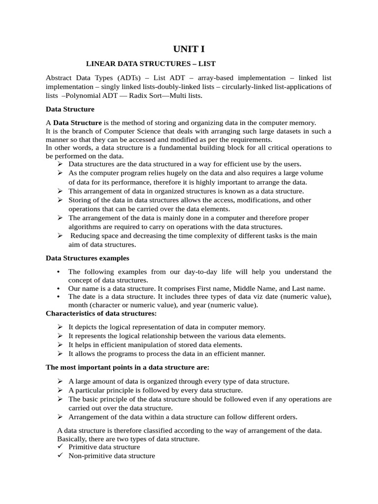 Linear Data Structures Overview | PDF | Queue (Abstract Data Type ...