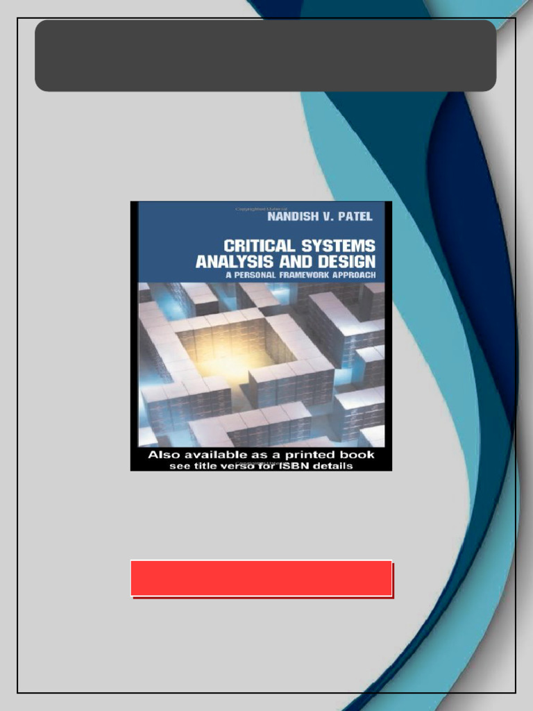 Critical Systems Analysis and Design A Personal Framework Approach ...
