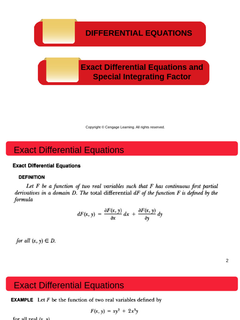 Exact Differential Equations Guide | PDF | Applied Mathematics ...