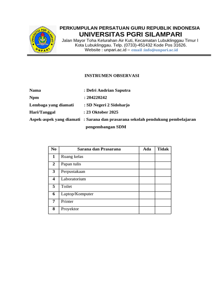 Instrumen PENELITIAN | PDF