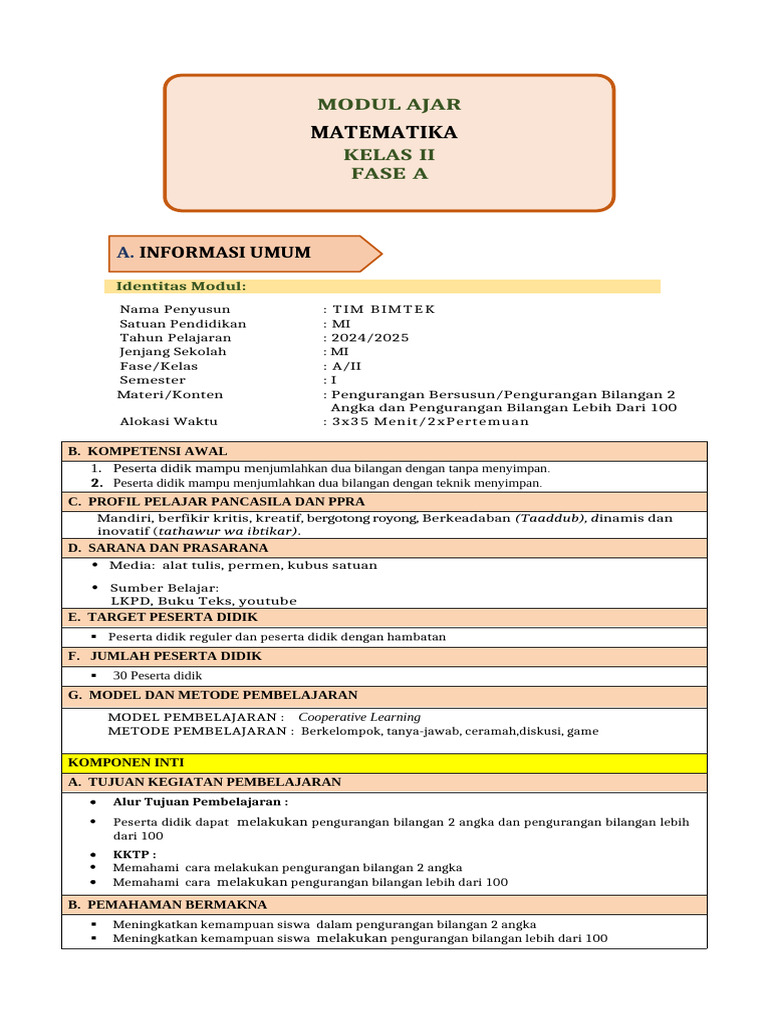 Modul Ajar Matematika Kls 2 Bab 4 | PDF