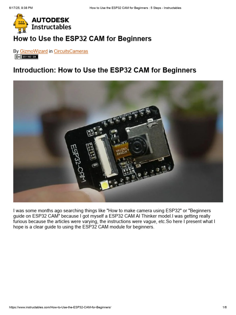 How To Use The ESP32 CAM For Beginners - 5 Steps - Instructables | PDF ...