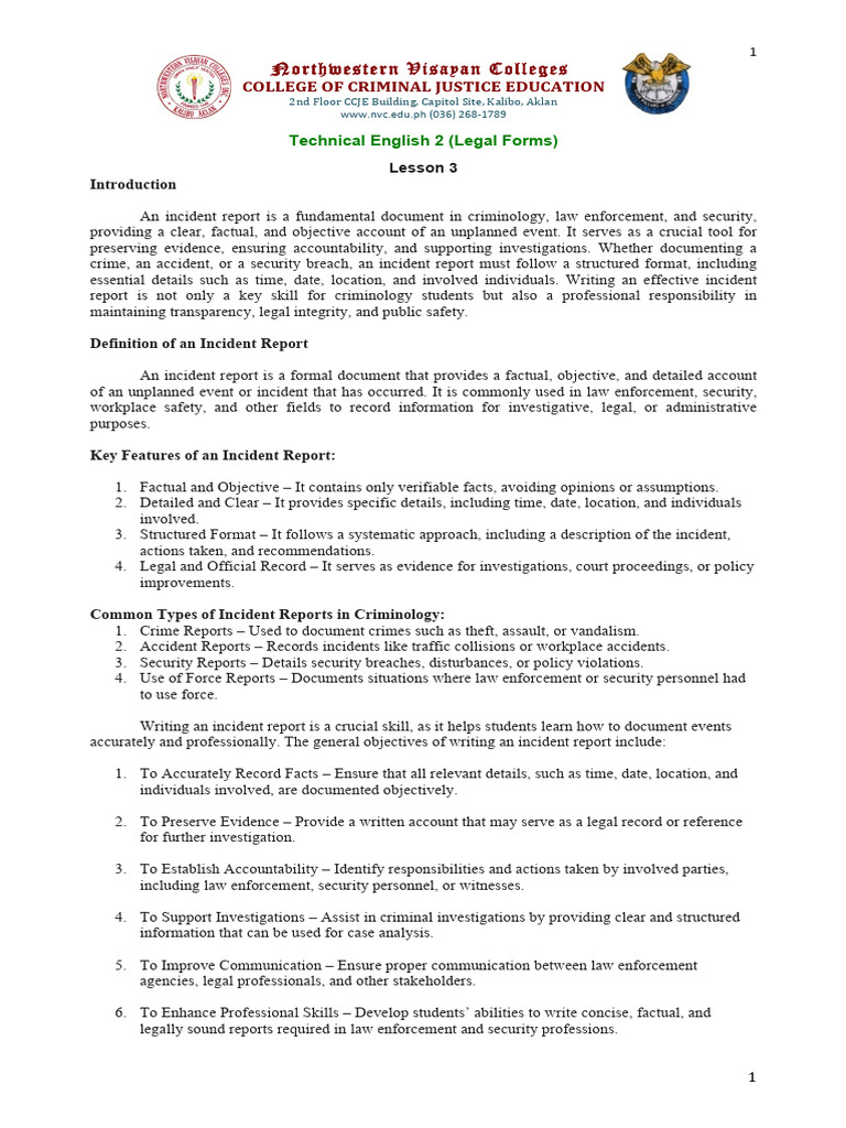 Writing Effective Incident Reports | PDF | Crimes | Crime & Violence