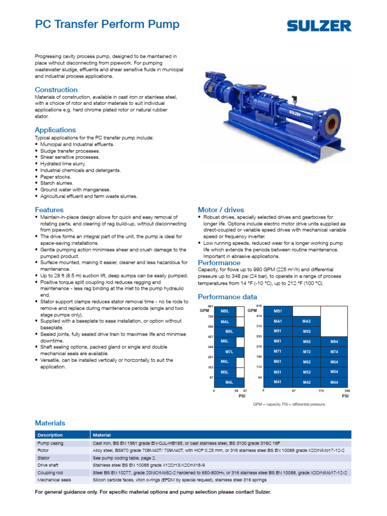 Progressing Cavity Pump for Sludge Transfer | PDF | Pump | Mechanical ...