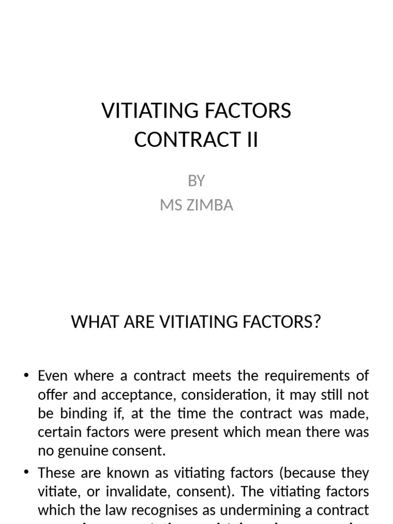 Understanding Vitiating Factors in Contracts | PDF | Misrepresentation ...