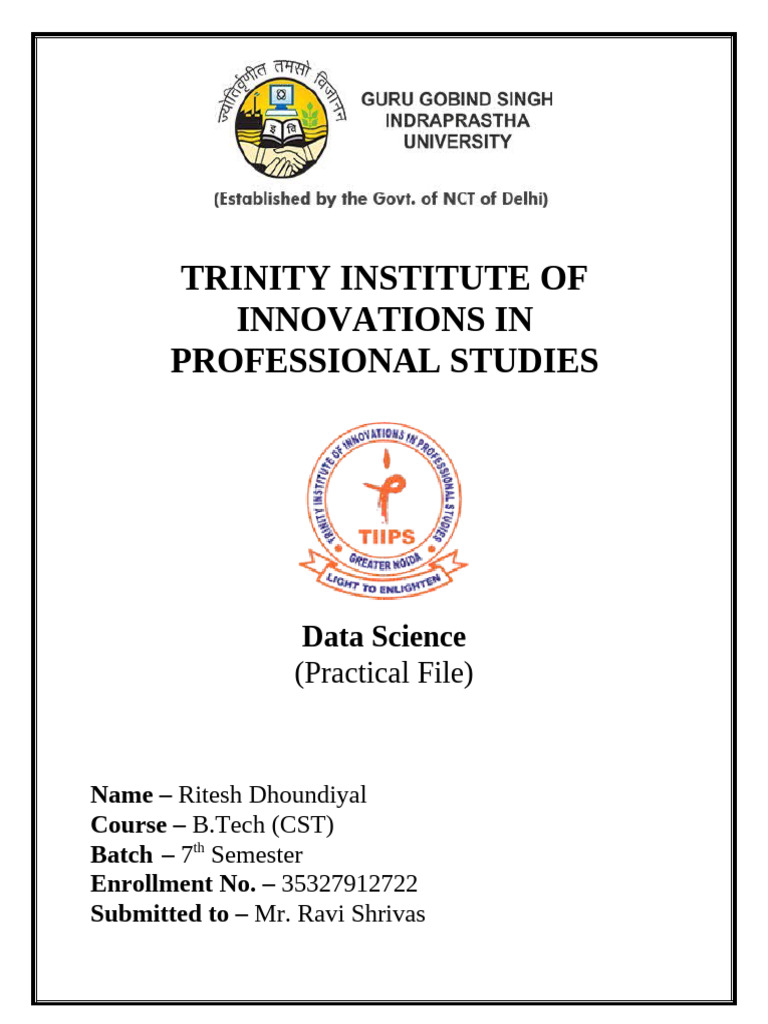 Data Science Practical File - B.Tech CST | PDF