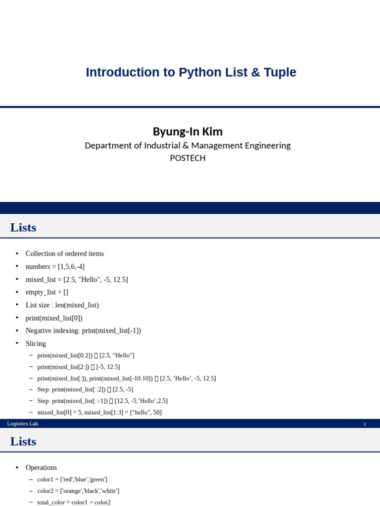 Lecture4 Intro Python ListTuple | PDF | Programming Paradigms ...