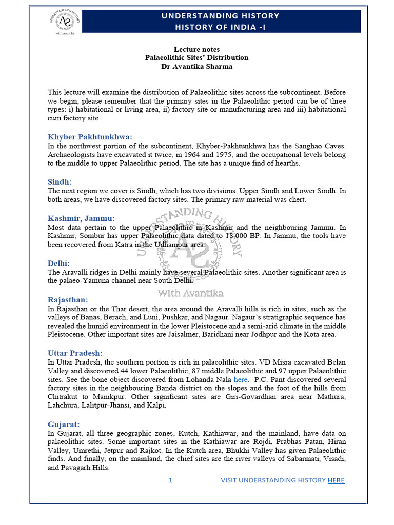 Palaeolithic Sites in India: A Survey | PDF | Paleolithic | Archaeology