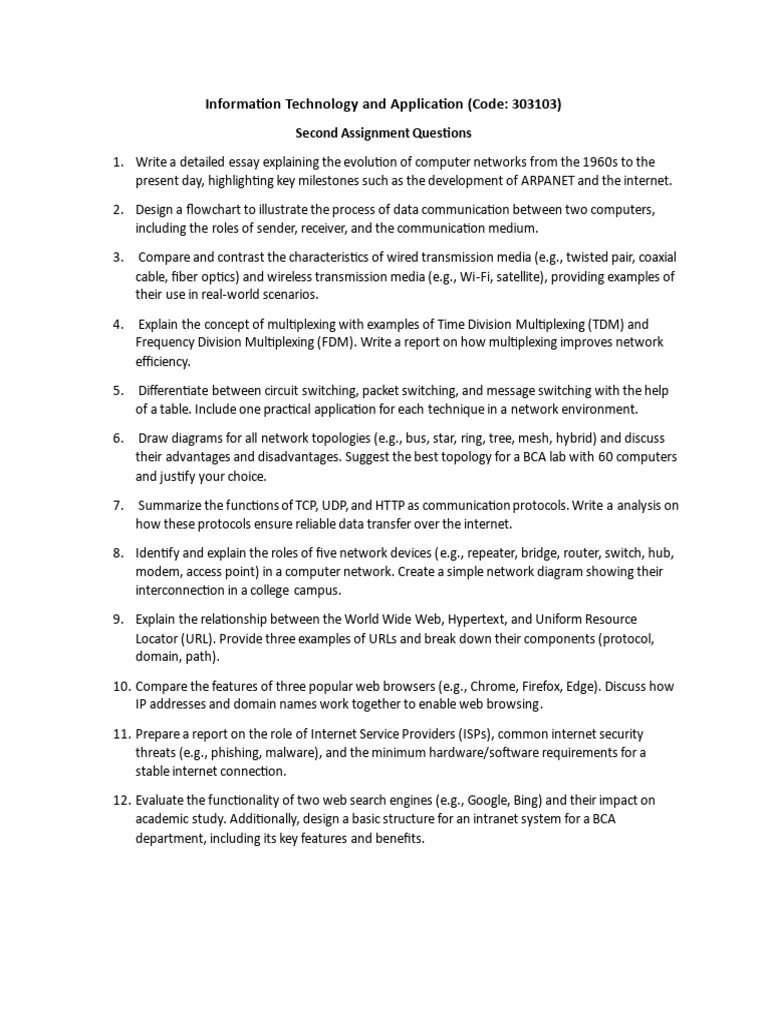 IT and Networking Assignment Guide | PDF | Computer Network | Internet