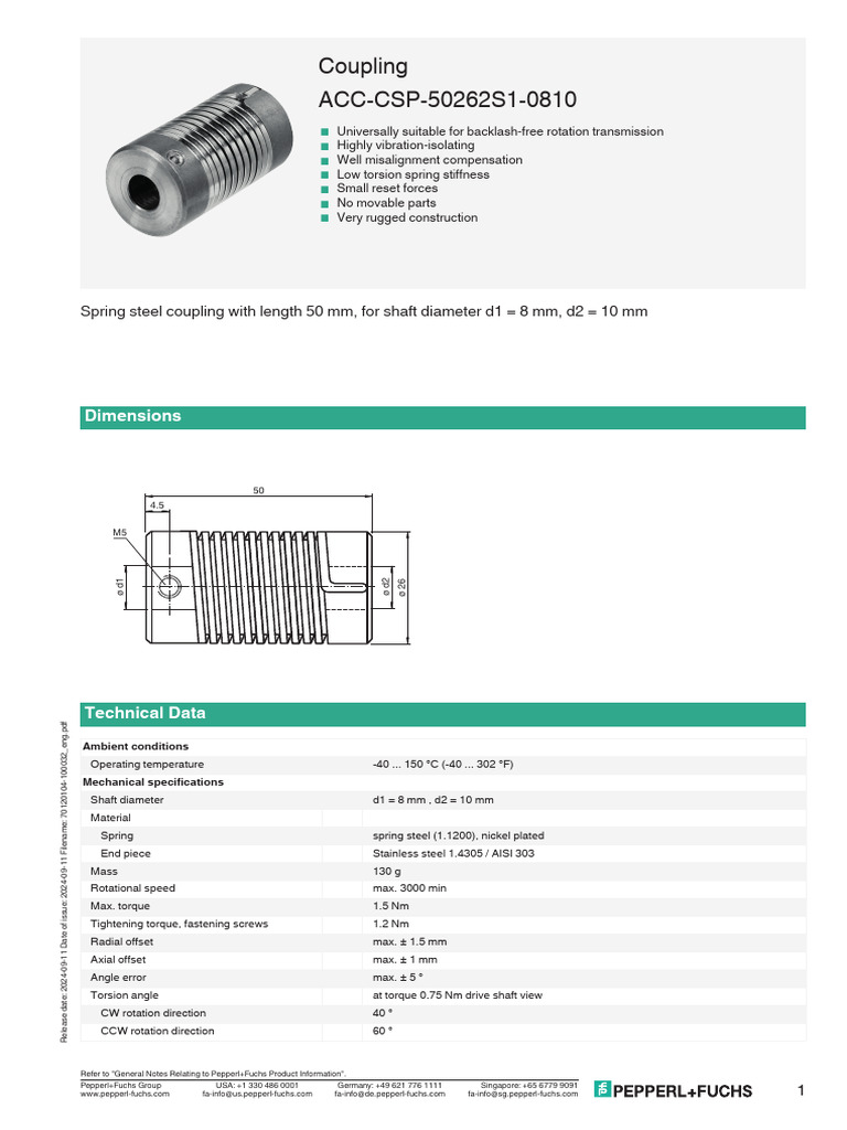 Spring Steel Coupling Specifications | PDF