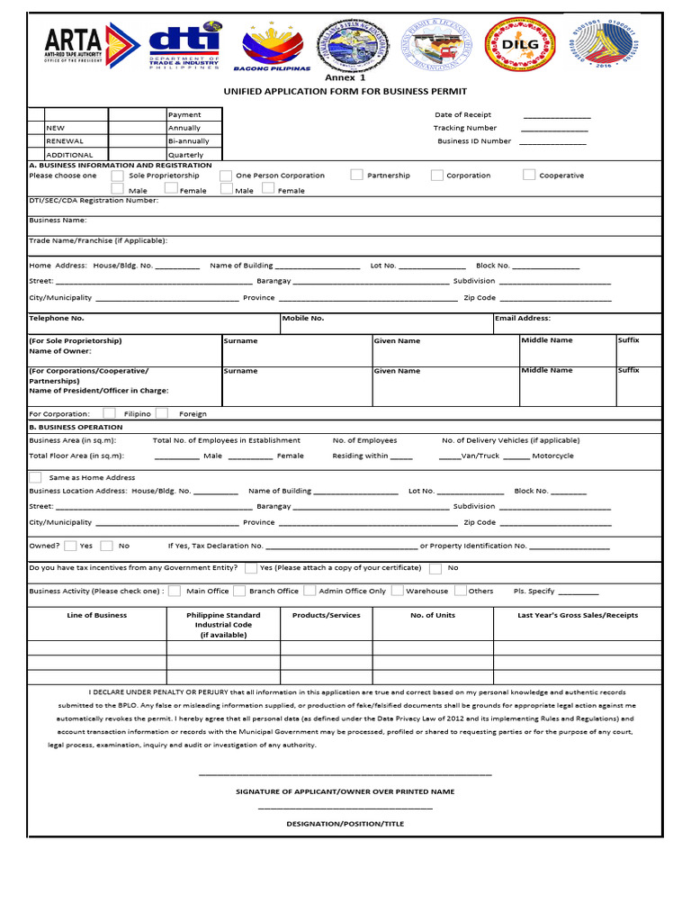 Business Permit Application Form | PDF | Fire Safety | Business