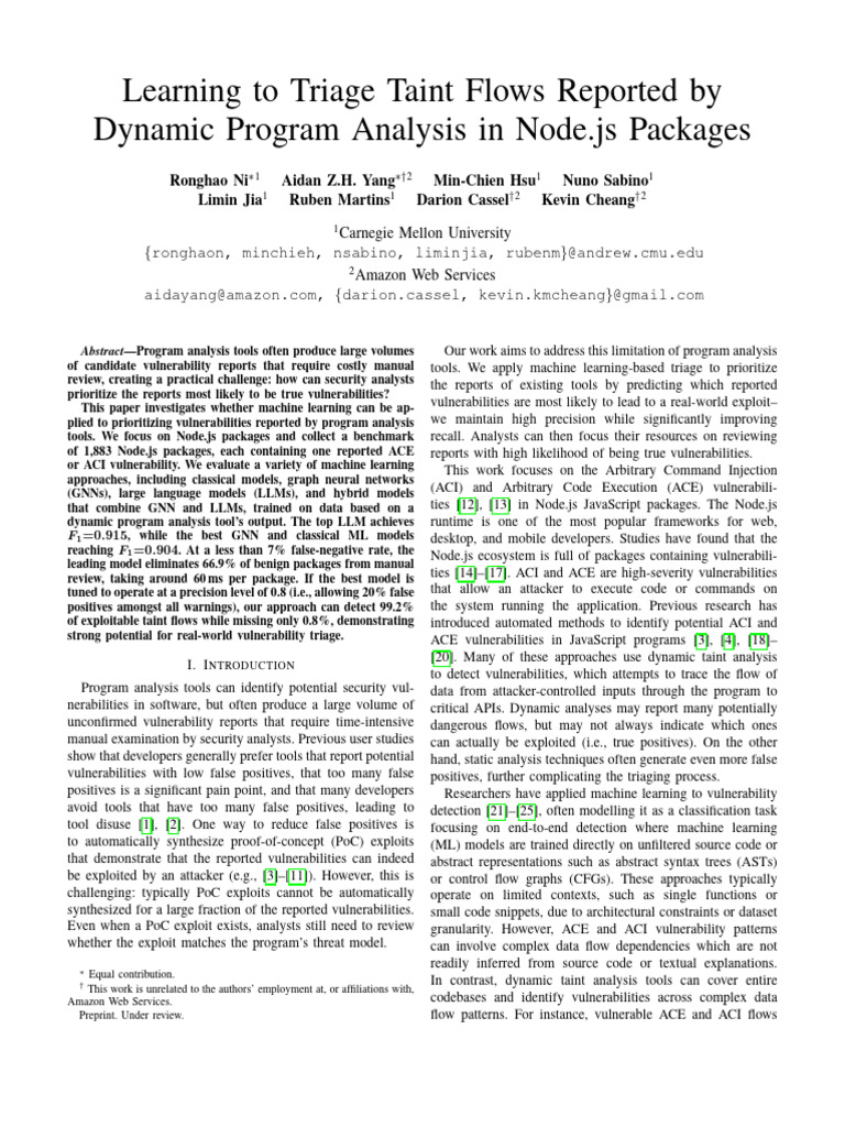 Machine Learning for Node.js Vulnerability Triage | PDF | Machine ...