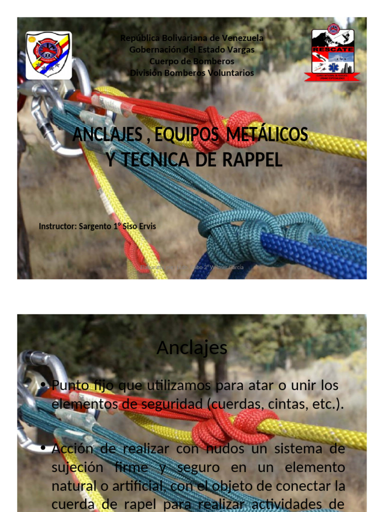 Anclajes y Técnicas de Rappel en Rescate | PDF | Cuerda