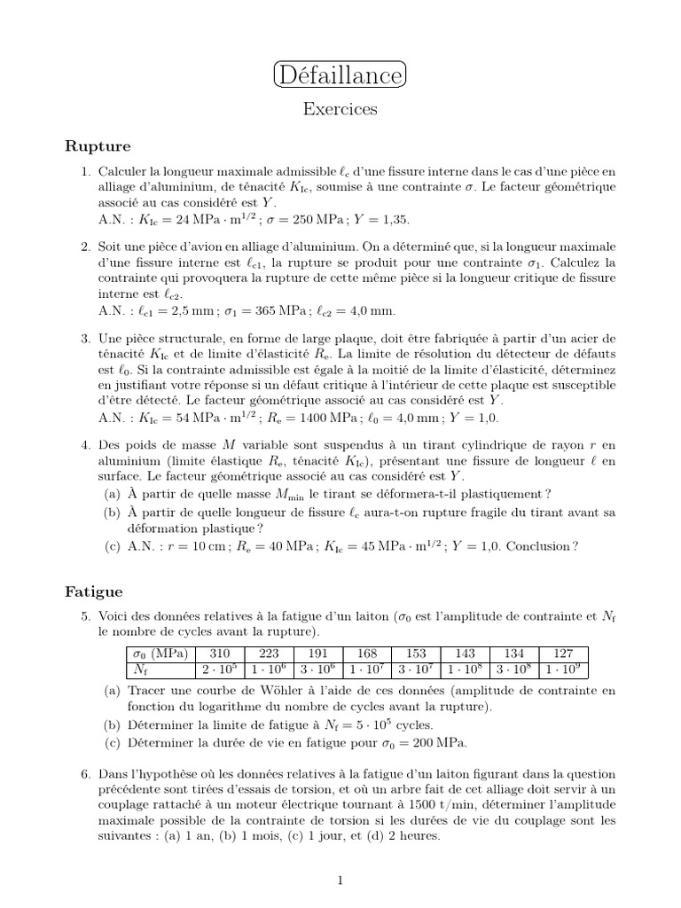 Calculs de défaillance et fatigue des matériaux | PDF | Fatigue ...