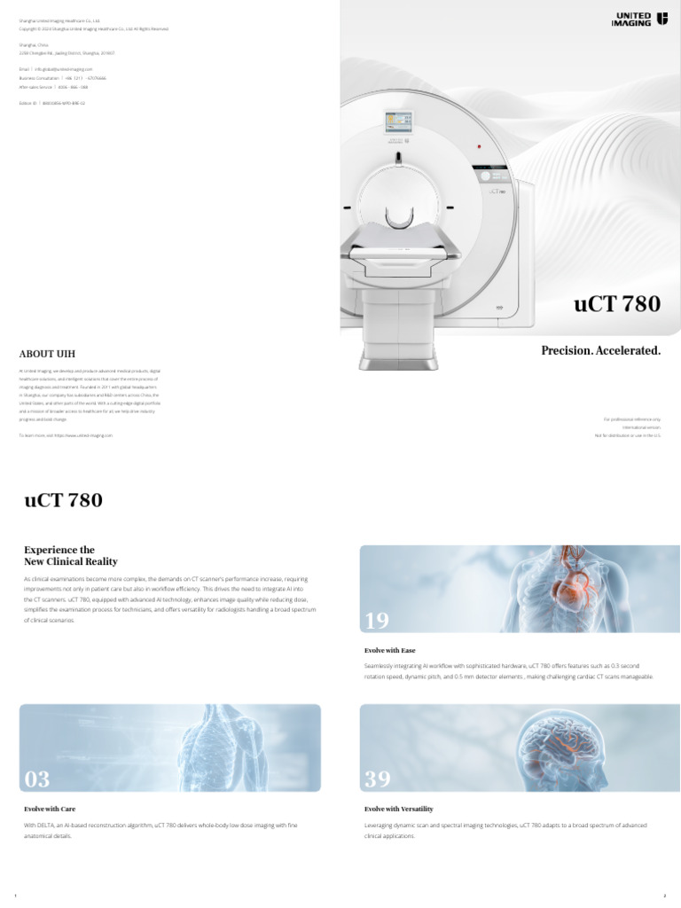 Advanced AI CT Scanner uCT 780 | PDF | Ct Scan | Medical Specialties