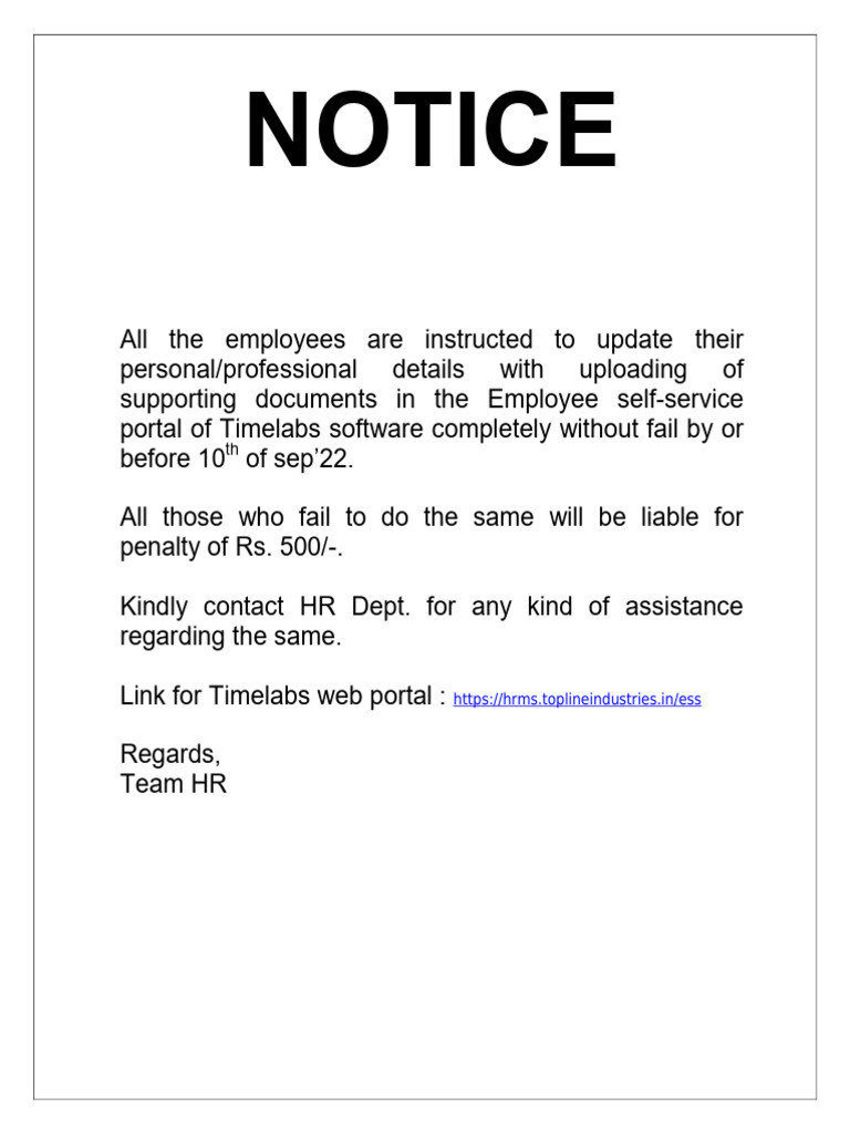Update Employee Details by Sep 10 | PDF