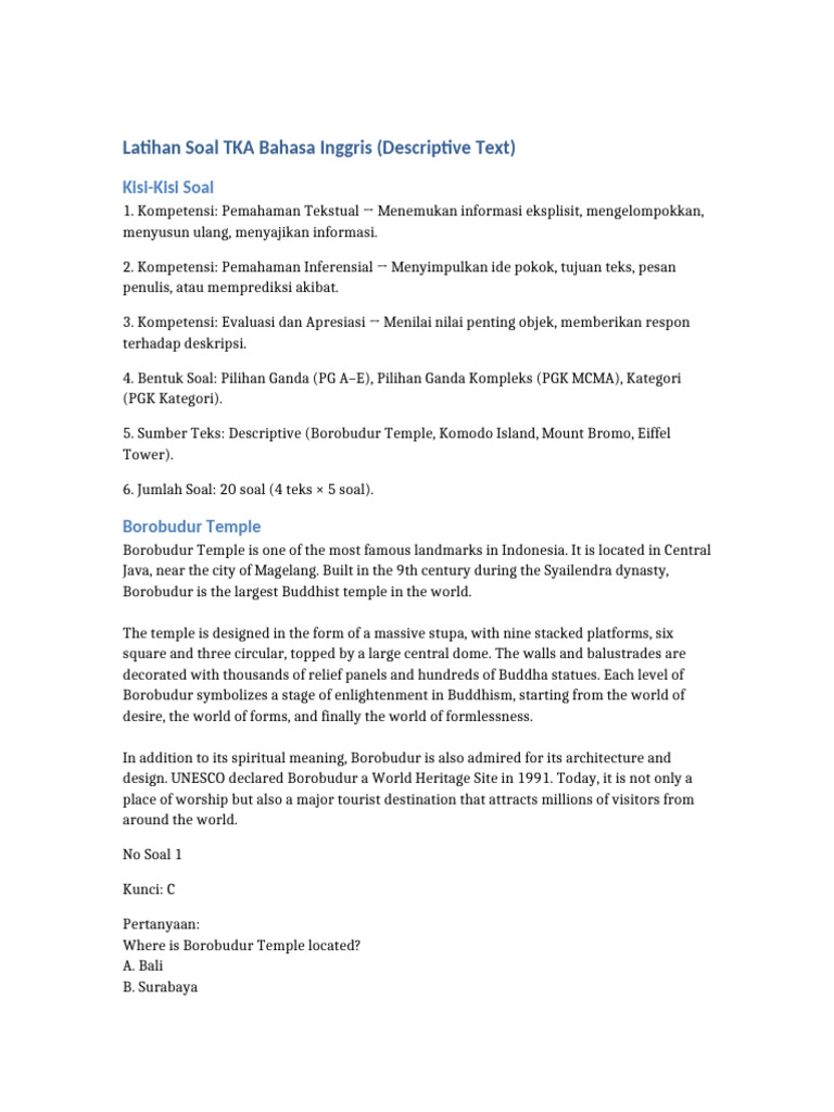 Latihan Soal TKA Descriptive FULL | PDF